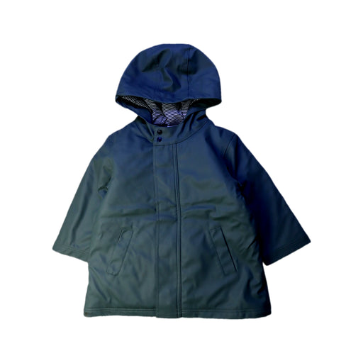 A Navy Rain Jackets from Petit Bateau in size 2T for boy. (Front View)