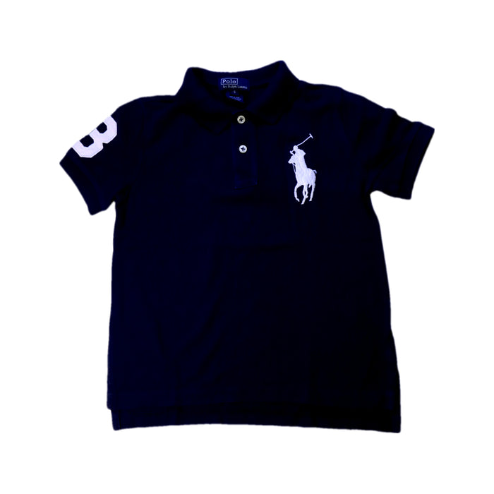 A Navy Short Sleeve Polos from Polo Ralph Lauren in size 5T for boy. (Front View)