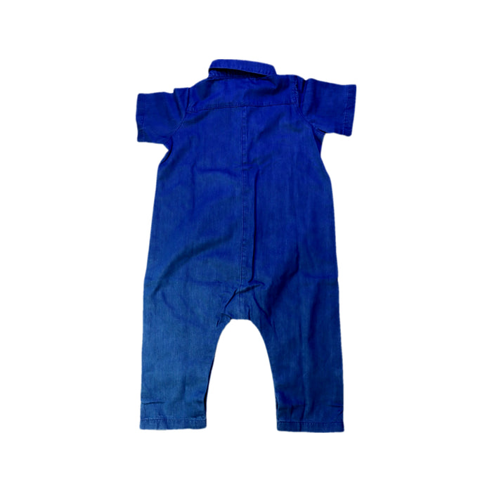 A Blue Short Sleeve Rompers from Seed in size 12-18M for boy. (Back View)