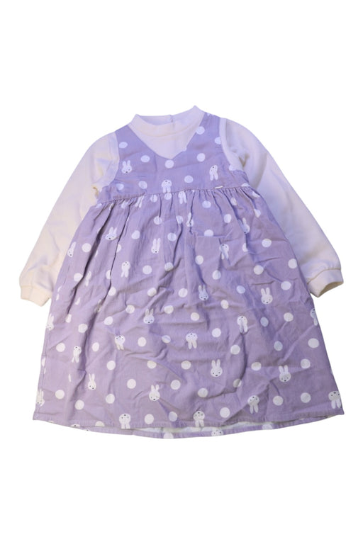 A Purple Long Sleeve Dresses from Petit Main in size 5T for girl. (Front View)