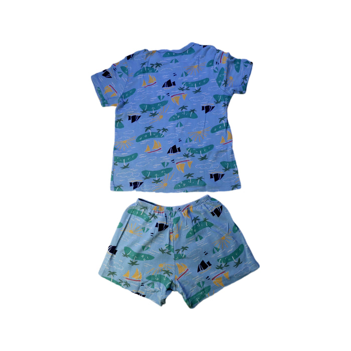 A Blue Shorts Sets from Petit Bateau in size 6T for boy. (Back View)