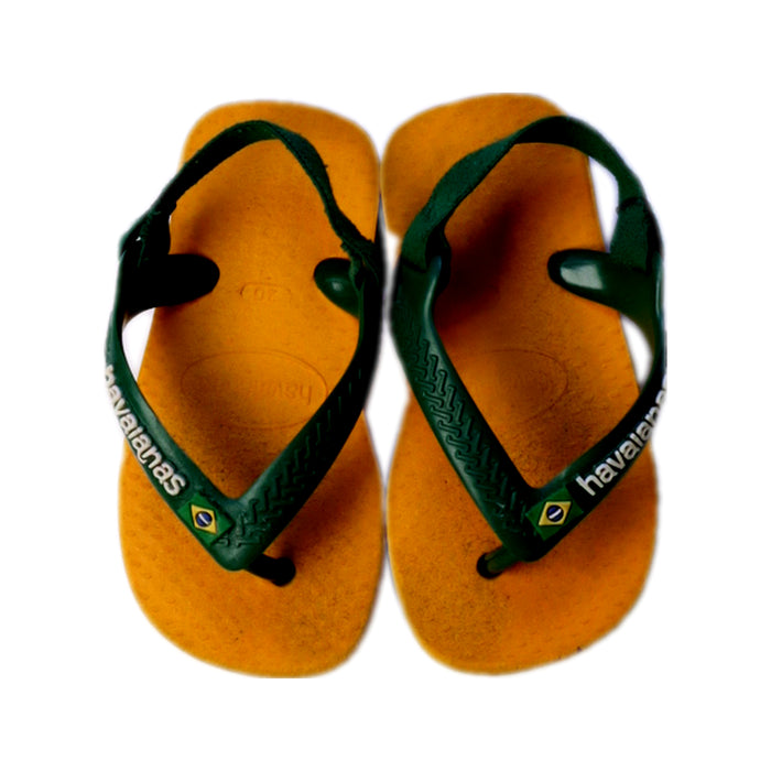 A Green Flip Flops from Havaianas in size 18-24M for neutral. (Back View)