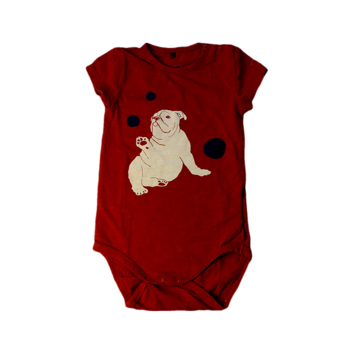 A Red Short Sleeve Bodysuits from Soft Gallery in size 6-12M for neutral. (Front View)