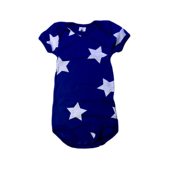 A Navy Short Sleeve Bodysuits from Petit Bateau in size 12-18M for boy. (Front View)