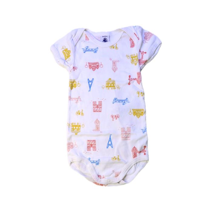 A White Short Sleeve Bodysuits from Petit Bateau in size 12-18M for neutral. (Front View)