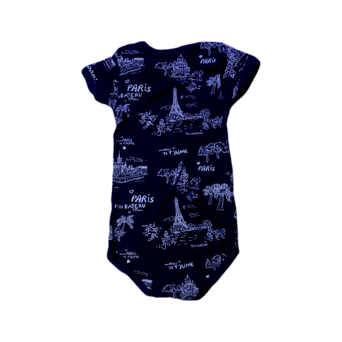 A Navy Short Sleeve Bodysuits from Petit Bateau in size 12-18M for neutral. (Back View)