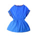 A Blue Short Sleeve Dresses from Marlot Paris in size 4T for girl. (Front View)