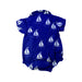 A Navy Short Sleeve Rompers from Mini Rodini in size 12-18M for girl. (Back View)