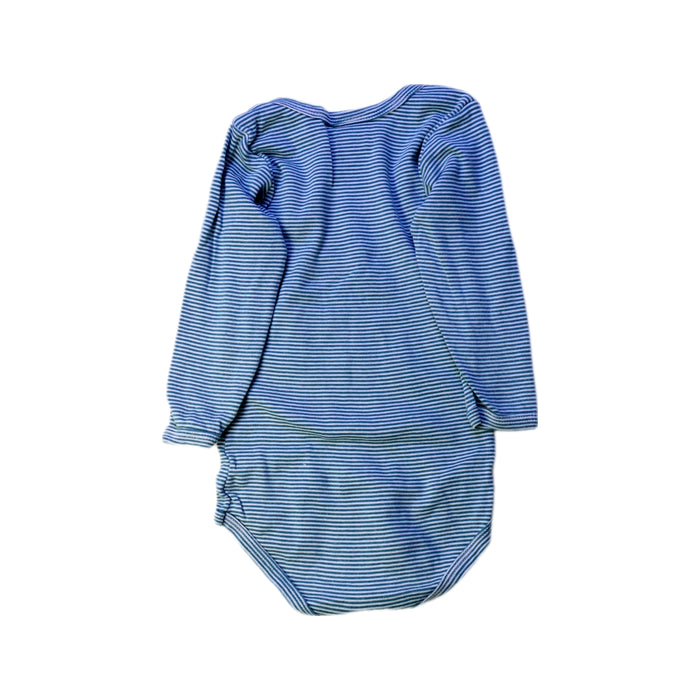 A Blue Long Sleeve Bodysuits from Petit Bateau in size 12-18M for neutral. (Back View)