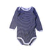 A Navy Long Sleeve Bodysuits from Petit Bateau in size 12-18M for neutral. (Front View)