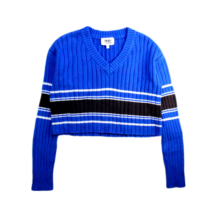 A Blue Long Sleeve Tops from Seed in size 10Y for girl. (Front View)