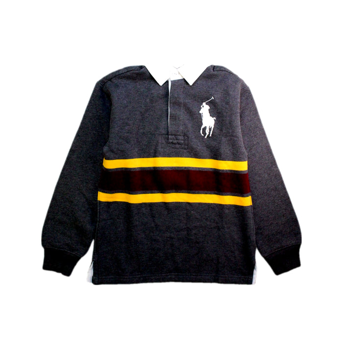 A Grey Long Sleeve Polos from Polo Ralph Lauren in size 8Y for boy. (Front View)