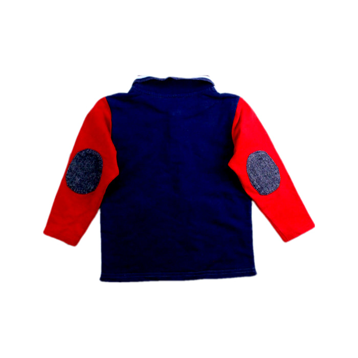 A Red Long Sleeve Polos from Chickeeduck in size 18-24M for boy. (Back View)