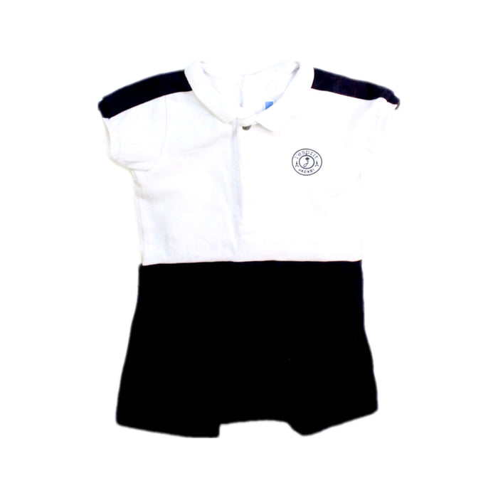 A White Short Sleeve Polos from Jacadi in size 3-6M for boy. (Front View)