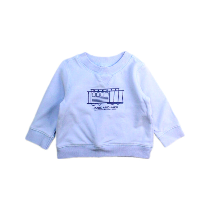 A Blue Crewneck Sweatshirts from Janie & Jack in size 3-6M for boy. (Front View)