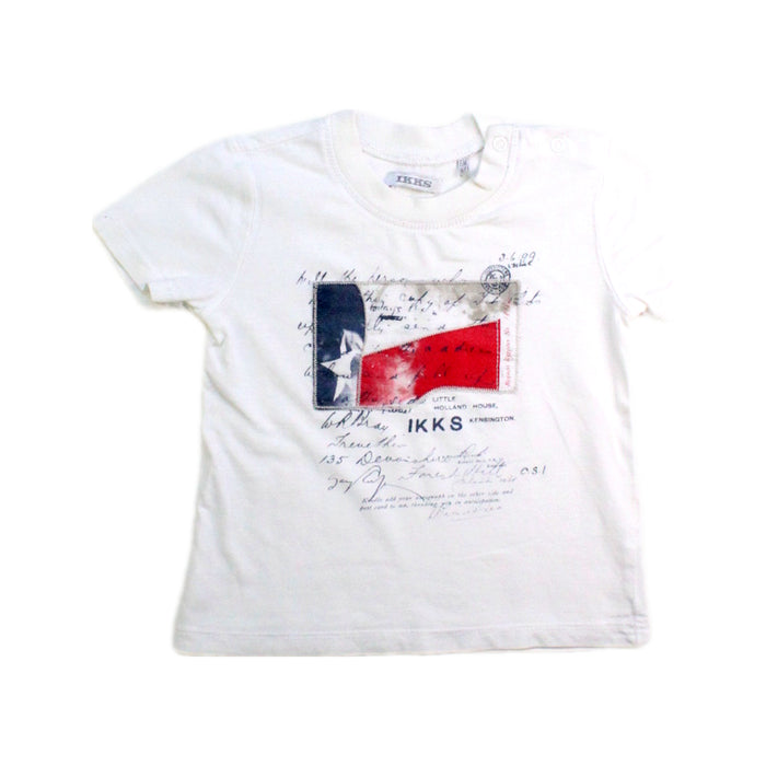A White Short Sleeve T Shirts from IKKS in size 3-6M for boy. (Front View)
