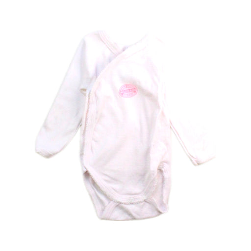 A Pink Long Sleeve Bodysuits from Petit Bateau in size 3-6M for girl. (Front View)