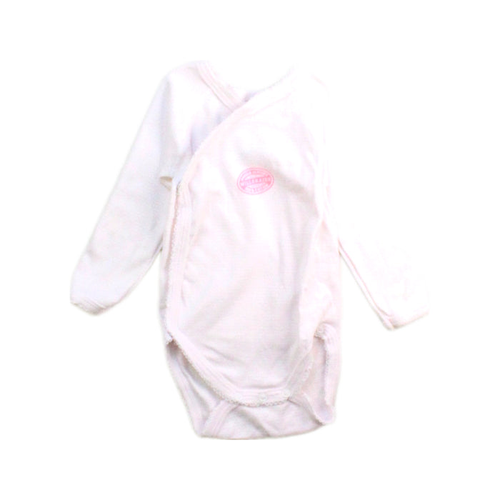 A Pink Long Sleeve Bodysuits from Petit Bateau in size 3-6M for girl. (Front View)