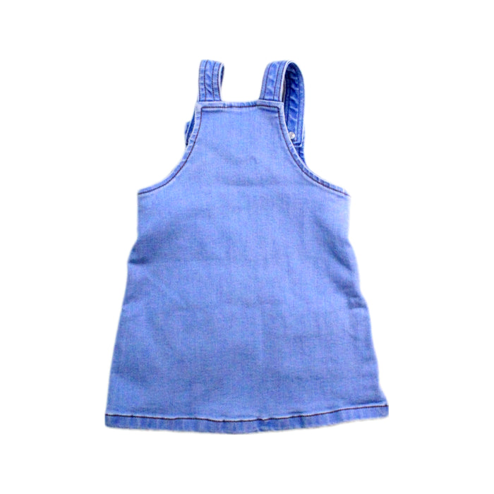 A Blue Overall Dresses from Seed in size 6-12M for girl. (Back View)