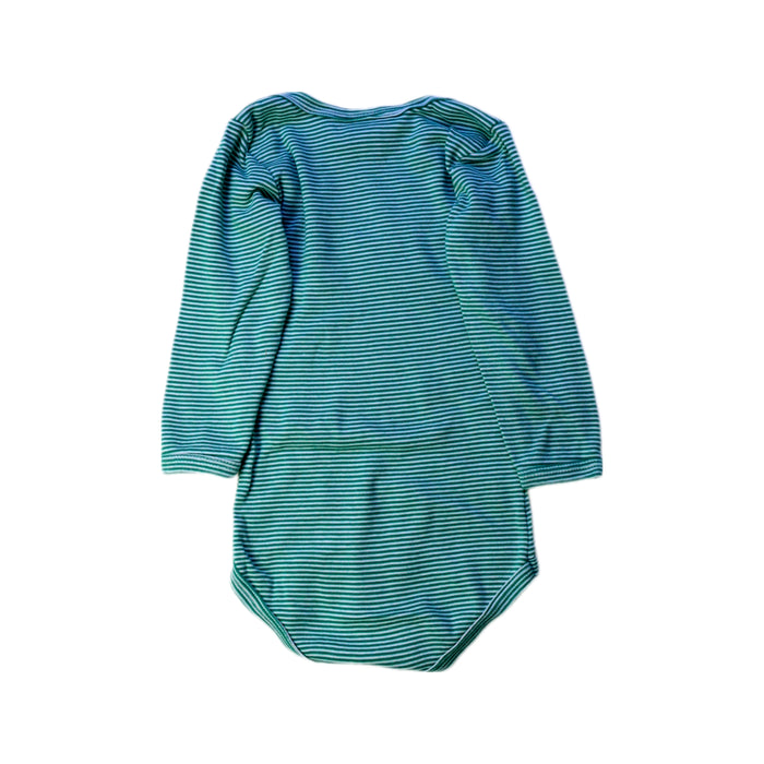 A Green Long Sleeve Bodysuits from Petit Bateau in size 6-12M for girl. (Back View)