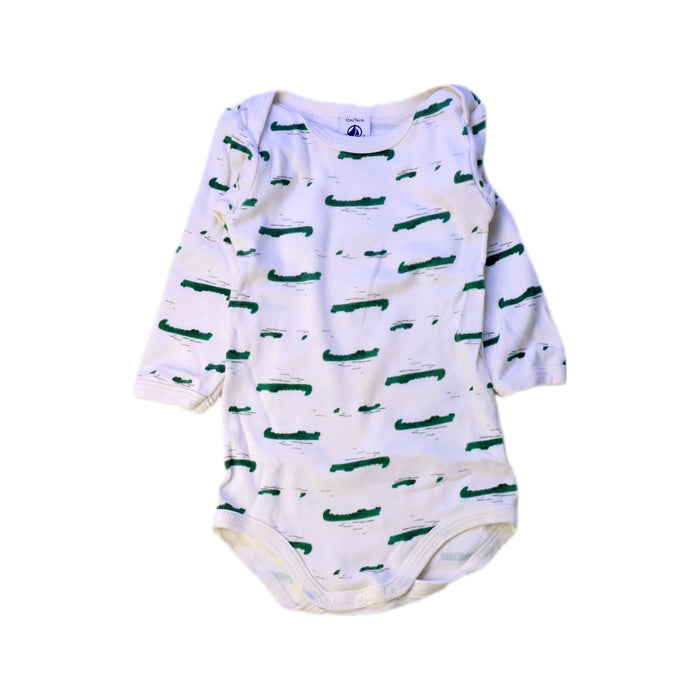 A White Long Sleeve Bodysuits from Petit Bateau in size 6-12M for neutral. (Front View)