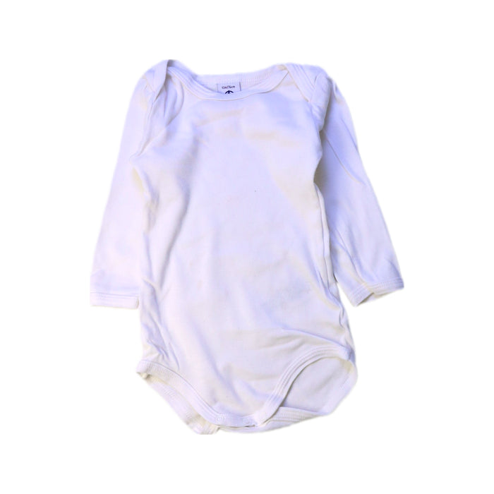 A White Long Sleeve Bodysuits from Petit Bateau in size 6-12M for neutral. (Front View)
