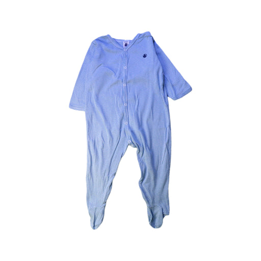 A Blue Onesies from Petit Bateau in size 12-18M for boy. (Front View)