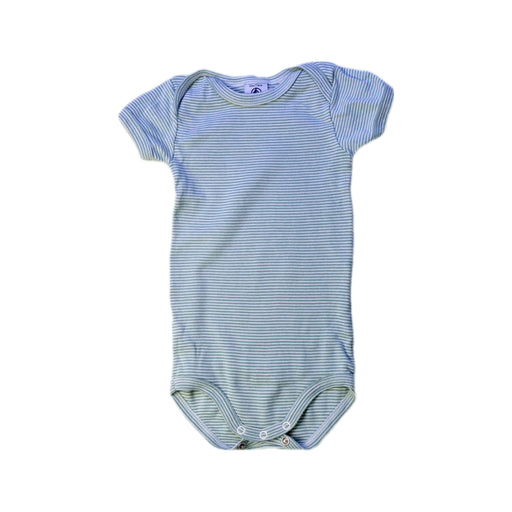A Blue Short Sleeve Bodysuits from Petit Bateau in size 6-12M for boy. (Front View)