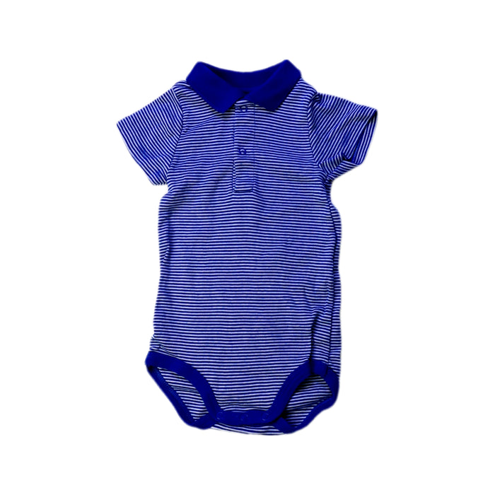 A Blue Short Sleeve Bodysuits from Petit Bateau in size 6-12M for boy. (Front View)