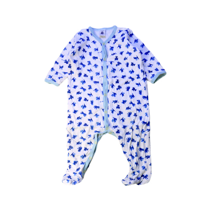 A Blue Onesies from Petit Bateau in size 6-12M for boy. (Front View)