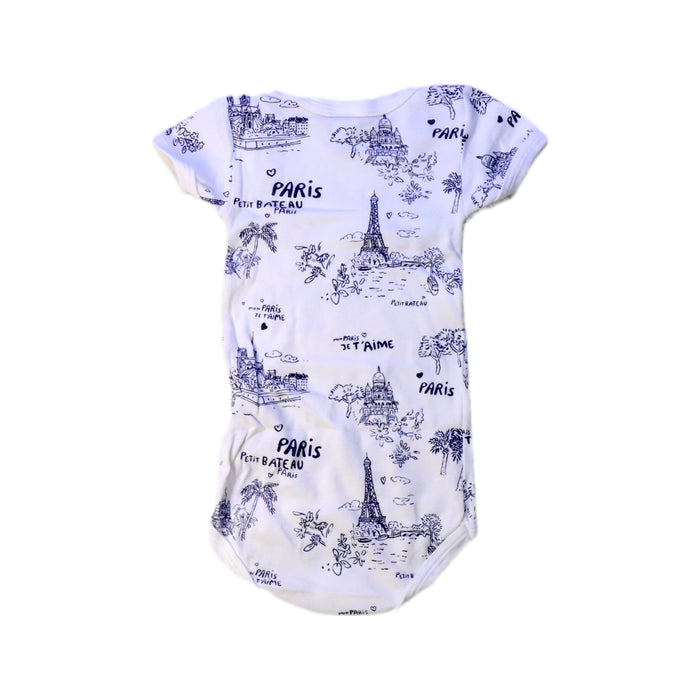 A White Short Sleeve Bodysuits from Petit Bateau in size 6-12M for girl. (Back View)