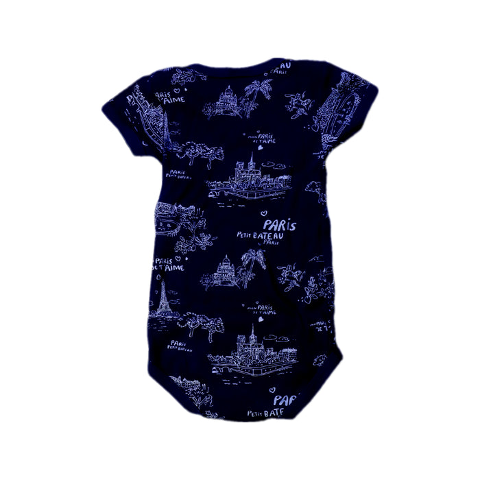 A Navy Short Sleeve Bodysuits from Petit Bateau in size 6-12M for boy. (Back View)