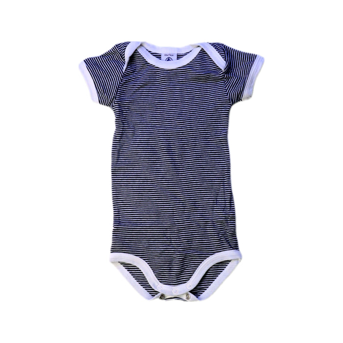 A Navy Short Sleeve Bodysuits from Petit Bateau in size 6-12M for boy. (Front View)