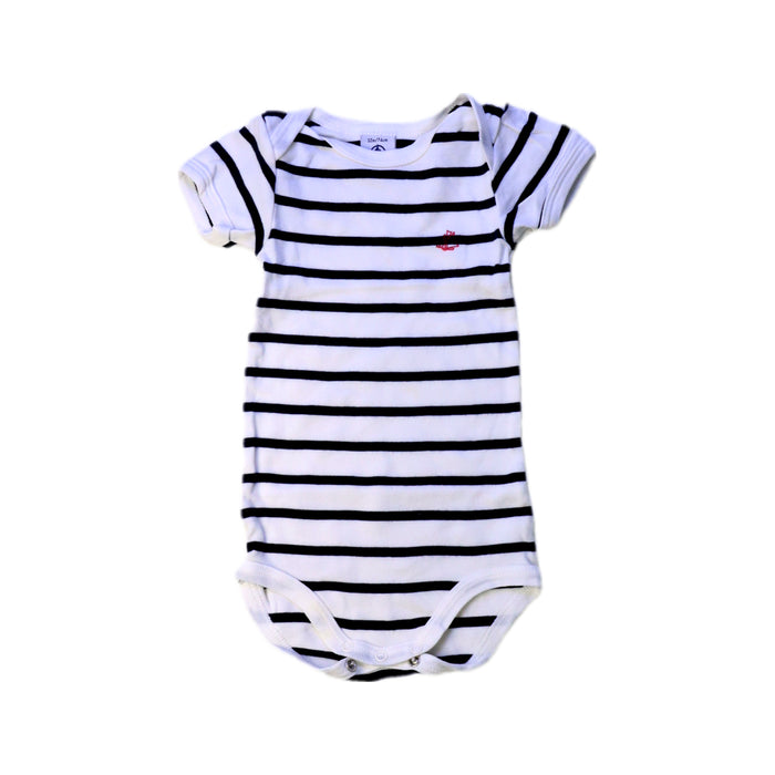 A White Short Sleeve Bodysuits from Petit Bateau in size 6-12M for boy. (Front View)