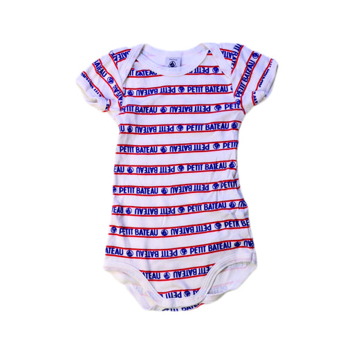 A White Short Sleeve Bodysuits from Petit Bateau in size 6-12M for boy. (Front View)