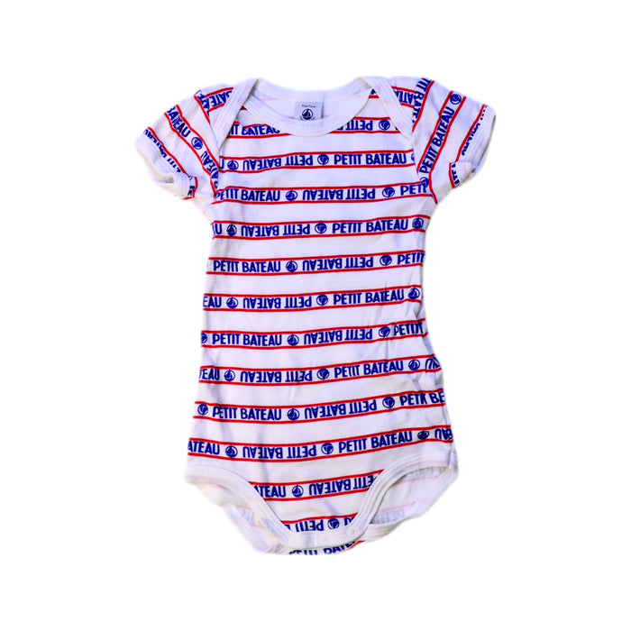 A White Short Sleeve Bodysuits from Petit Bateau in size 6-12M for boy. (Front View)