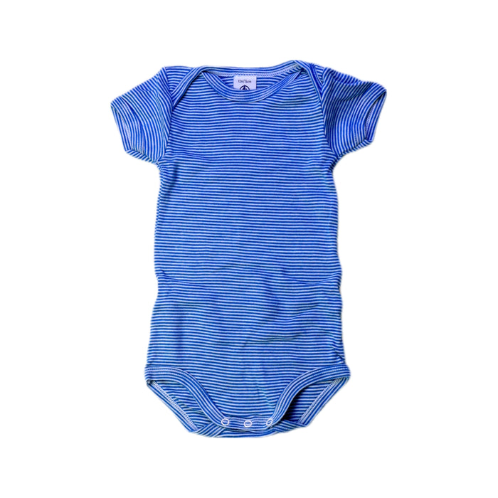 A Blue Short Sleeve Bodysuits from Petit Bateau in size 6-12M for boy. (Front View)