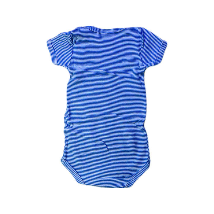 A Blue Short Sleeve Bodysuits from Petit Bateau in size 6-12M for boy. (Back View)