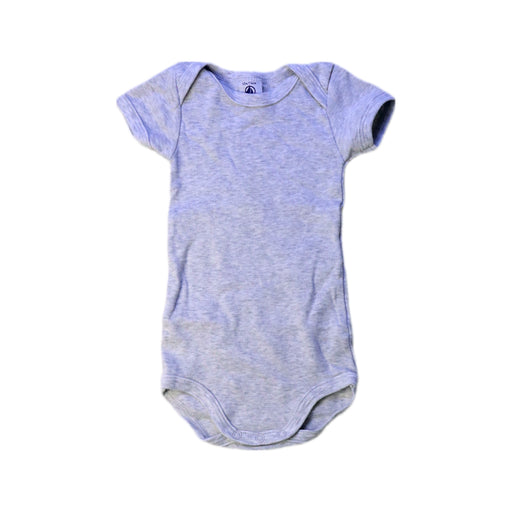 A Grey Short Sleeve Bodysuits from Petit Bateau in size 6-12M for boy. (Front View)
