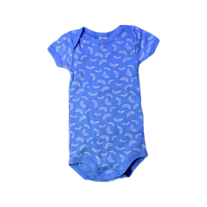 A Blue Short Sleeve Bodysuits from Petit Bateau in size 6-12M for neutral. (Front View)
