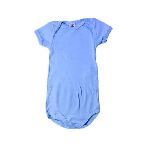 A Blue Short Sleeve Bodysuits from Petit Bateau in size 6-12M for neutral. (Front View)