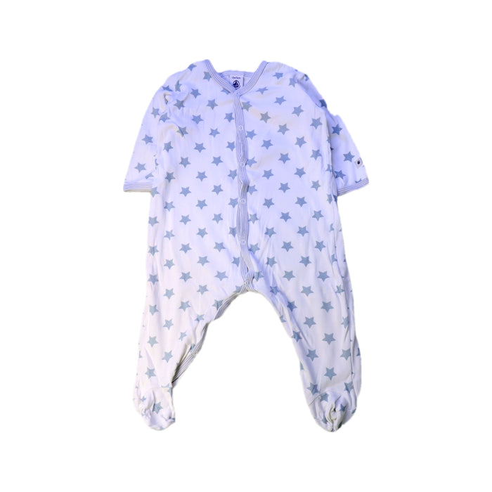 A White Onesies from Petit Bateau in size 6-12M for boy. (Front View)