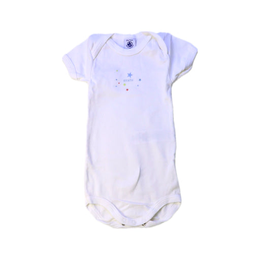 A White Short Sleeve Bodysuits from Petit Bateau in size 6-12M for boy. (Front View)