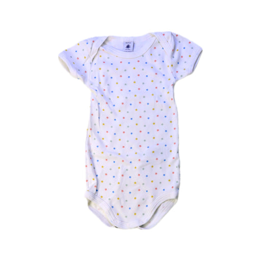 A White Short Sleeve Bodysuits from Petit Bateau in size 6-12M for boy. (Front View)