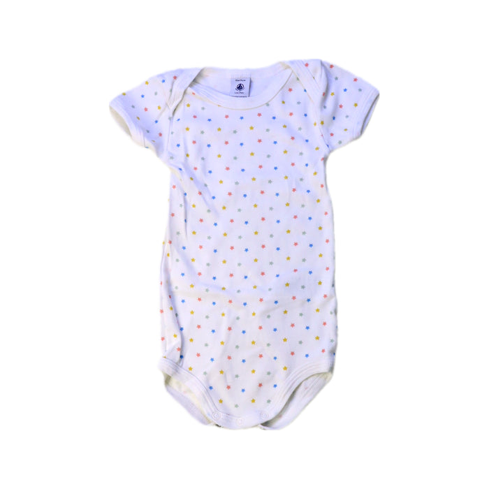 A White Short Sleeve Bodysuits from Petit Bateau in size 6-12M for boy. (Front View)