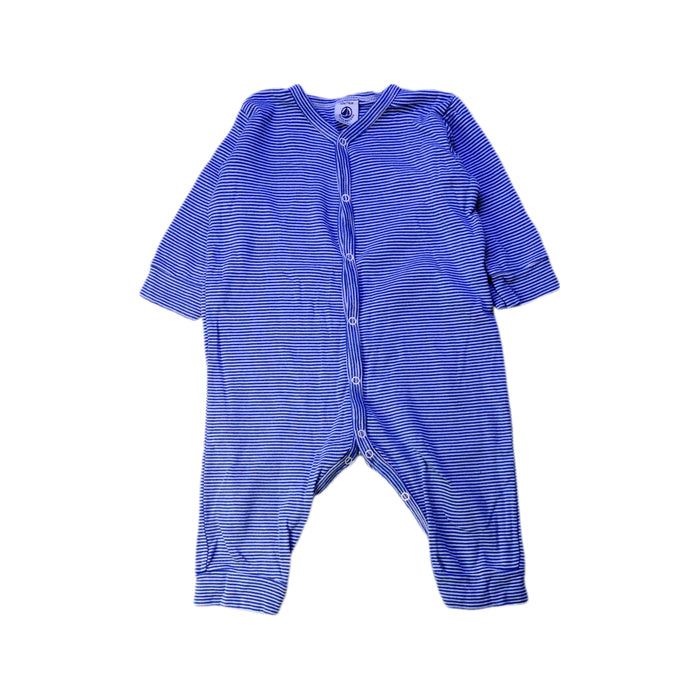 A Blue Onesies from Petit Bateau in size 6-12M for boy. (Front View)