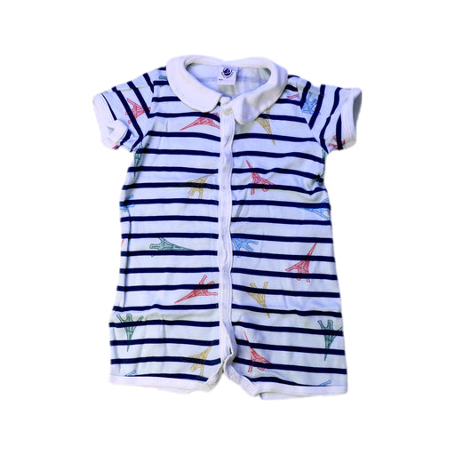 A White Short Sleeve Rompers from Petit Bateau in size 3-6M for boy. (Front View)