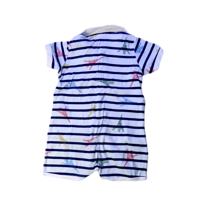 A White Short Sleeve Rompers from Petit Bateau in size 3-6M for boy. (Back View)