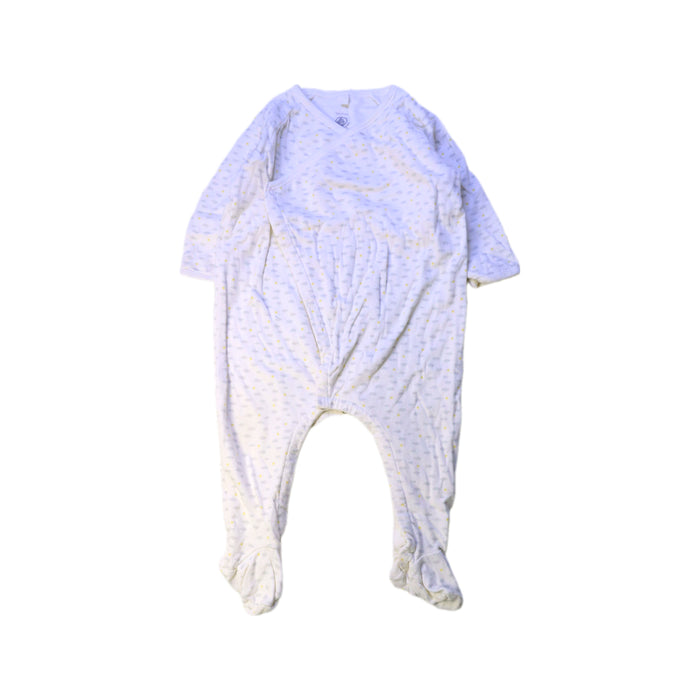 A White Onesies from Petit Bateau in size 6-12M for girl. (Front View)