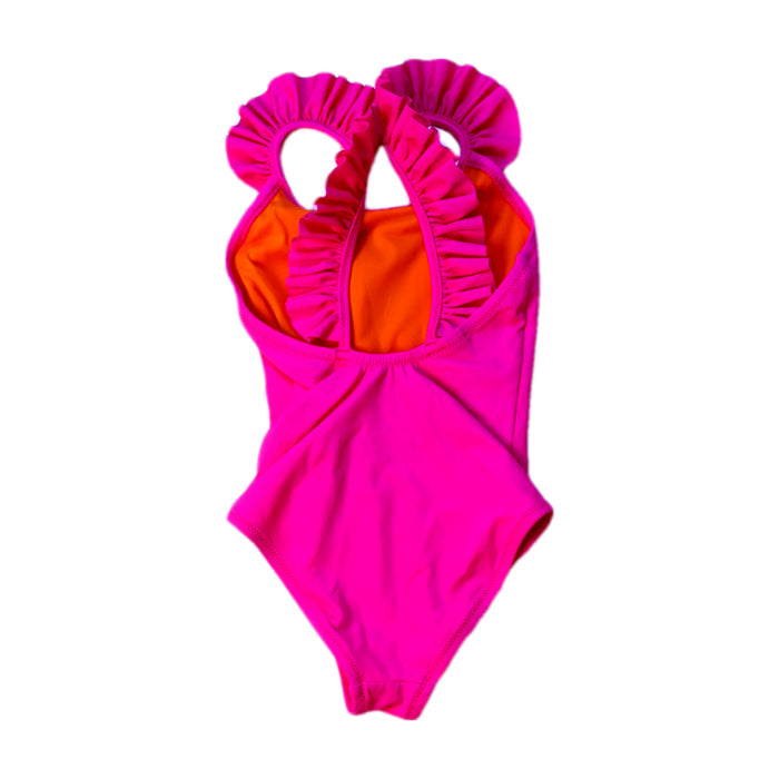A Pink Swimsuits from Lison in size 4T for girl. (Back View)